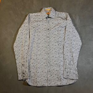 Simon Carter Carnaby Mens Slim Fit Stripe AOP Floral‎ Dress Shirt M Cotton